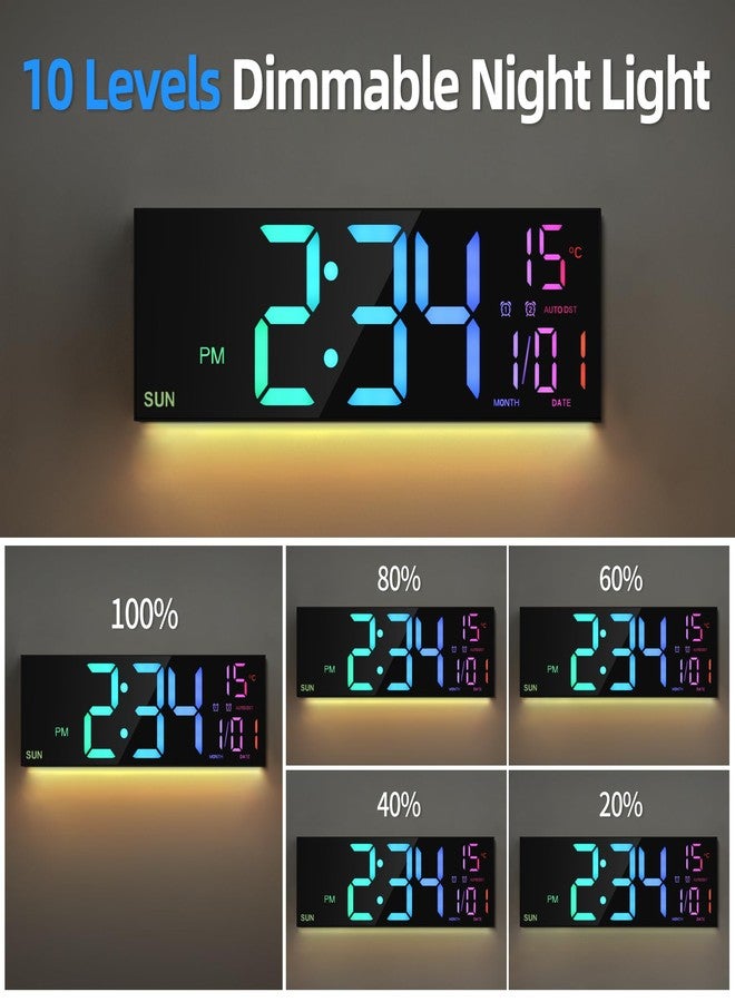 LEIKE 16.2'' Large Digital Wall Clock with Remote Control, Big LED/Dual Alarm/8 RGB Colors/Auto Brightness/Date/Auto DST/Temperature/Night Light Gym Clocks for Living Room Bedroom Office Wall Decor - Image 5